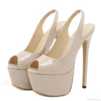 New Sexy Peep Toe 16.5CM Slingback Slip-on Back Strap Stiletto Platform High Heel