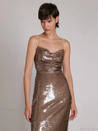 New Sexy Sleeveless Backless Lace-up Slim Long Dress Bright Sequins Christmas Party Dress