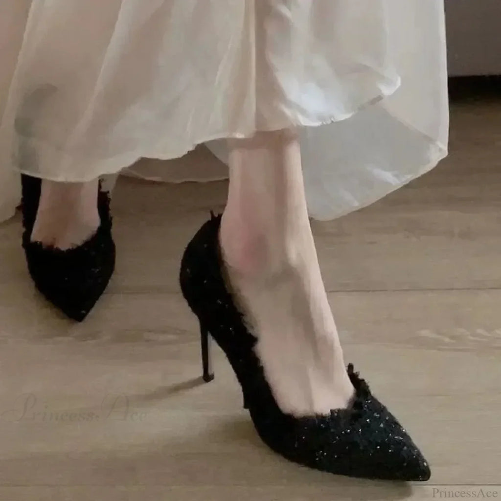New Solid Color Pointed Toe Elegant Slip-on Stiletto Shoes High Heel