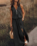 Adalgisa Exclusive Cotton Mix Zip Dress with Slit Boutique Collection
