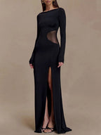 Noemi Mesh Cutout Split Maxi Dress