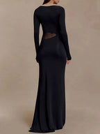 Noemi Mesh Cutout Split Maxi Dress