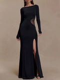 Noemi Mesh Cutout Split Maxi Dress