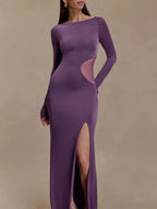 Noemi Mesh Cutout Split Maxi Dress