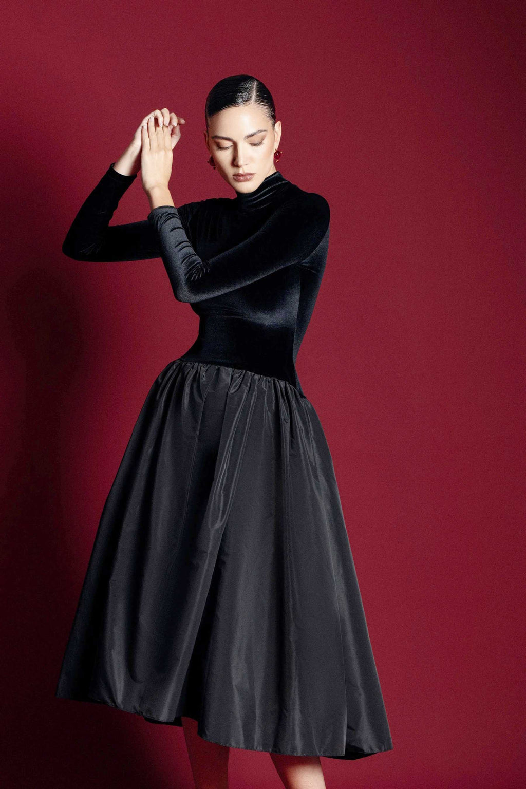 Marta Premium Long Sleeved Midi Dress Elevated Occasion Wear
