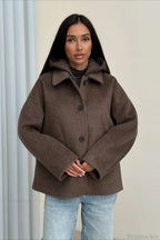 Notch Lapel Relaxed Fit Wool Blend Coat
