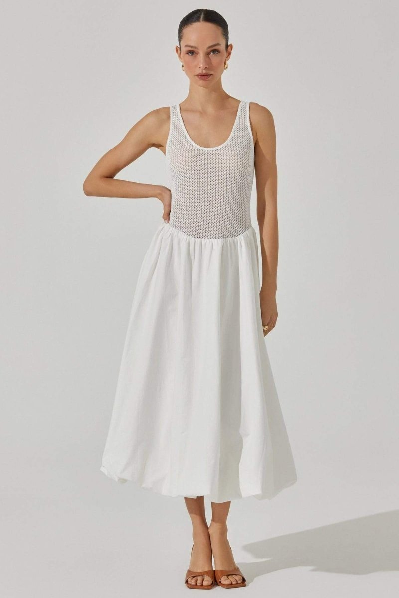 Teodora Minimalist Sleeveless Midi Dress in Contrast Color Chic Silhouette Collection