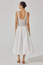 Leila Timeless Sleeveless Midi Dress in Contrast Color Boutique Collection