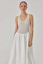 Leila Timeless Sleeveless Midi Dress in Contrast Color Boutique Collection