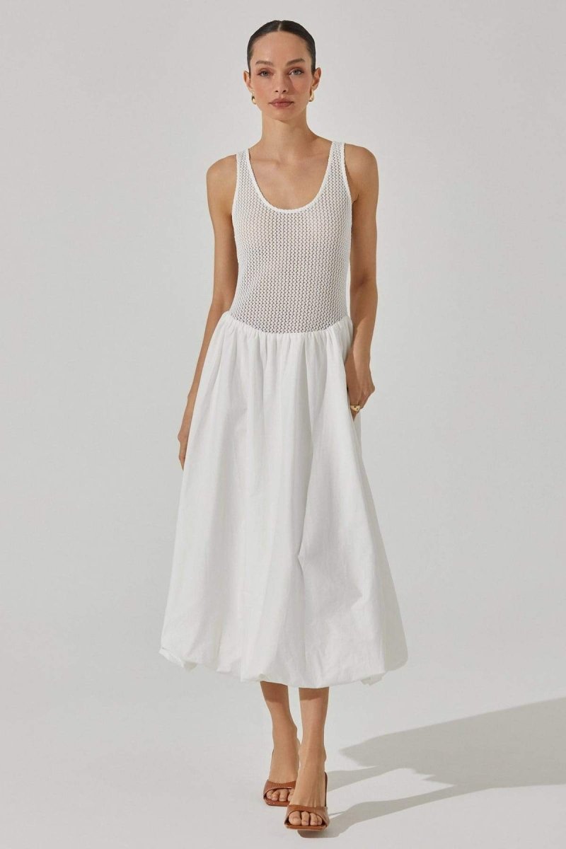 Teodora Minimalist Sleeveless Midi Dress in Contrast Color Chic Silhouette Collection