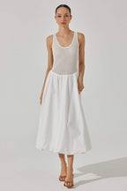 Leila Timeless Sleeveless Midi Dress in Contrast Color Boutique Collection