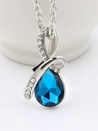 Blue Cubic Zirconia Alloy Necklace for Women
