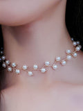 Choker Necklace Pearl White Alloy Classic for Women Wedding Daily 1PC