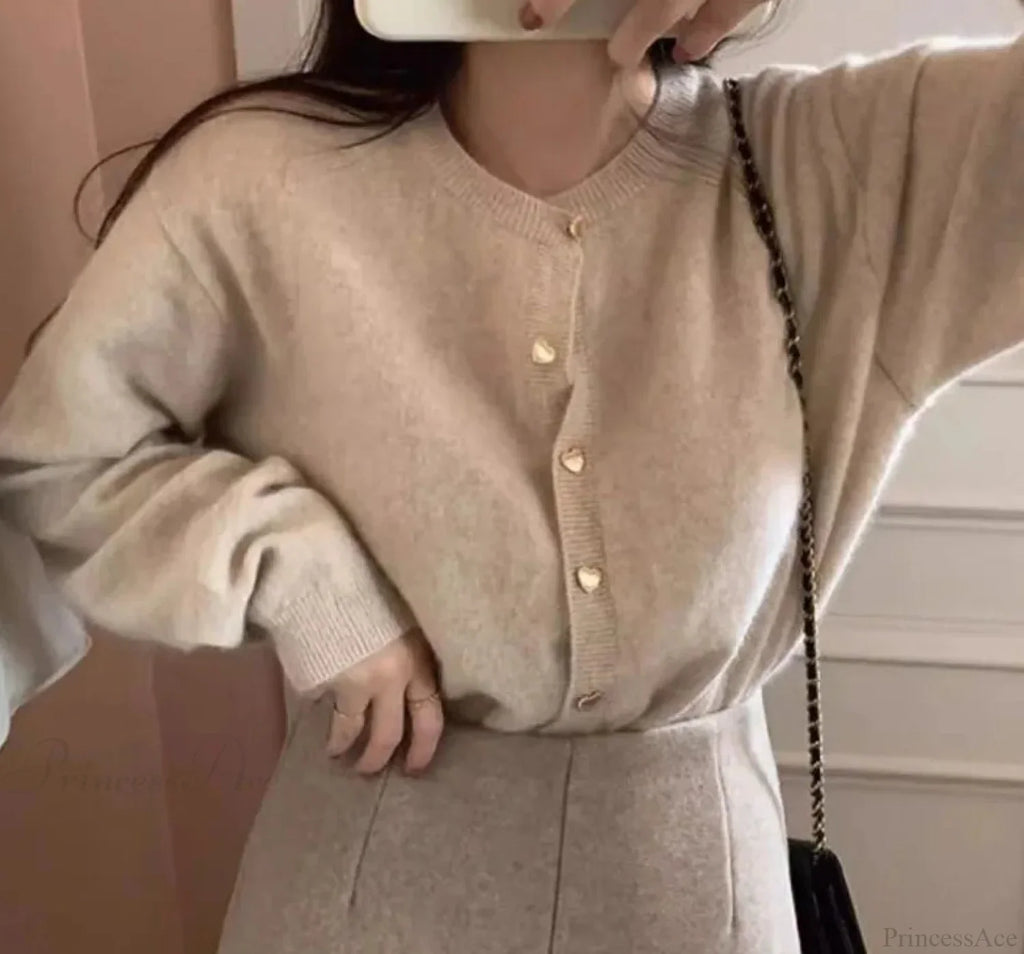 O-neck Long Sleeve Casual Cardigan