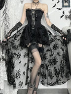 Obscure Blooms Net Bodice Midi Dress