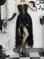 Obscure Blooms Net Bodice Midi Dress