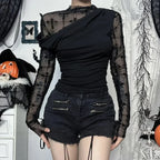 Obscure Gothic Net Patchwork Blouse