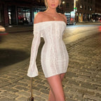 Off-Shoulder Bow Ruched Mini Dress