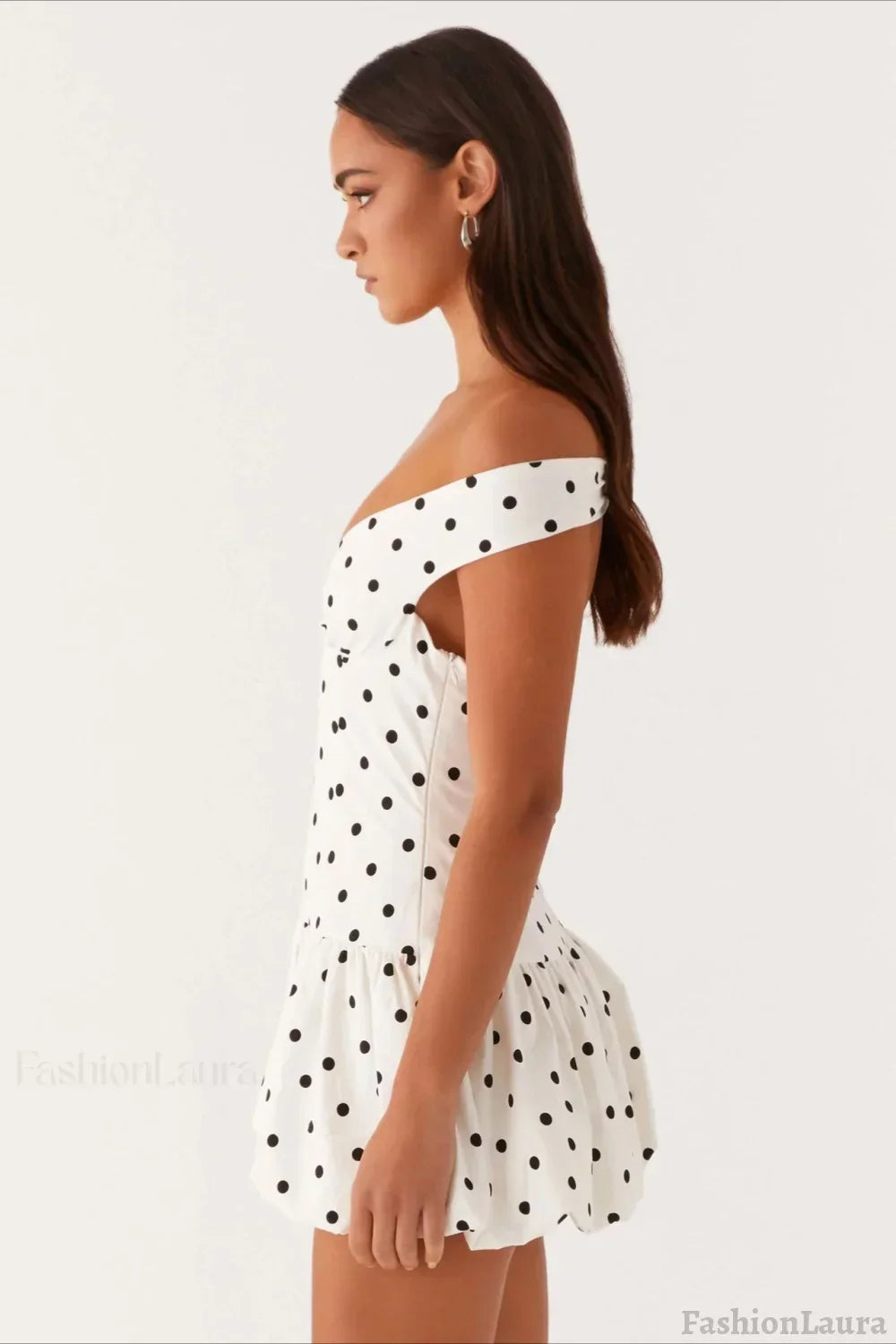 White Off Shoulder Peplum Mini Dress