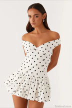 White Off Shoulder Peplum Mini Dress