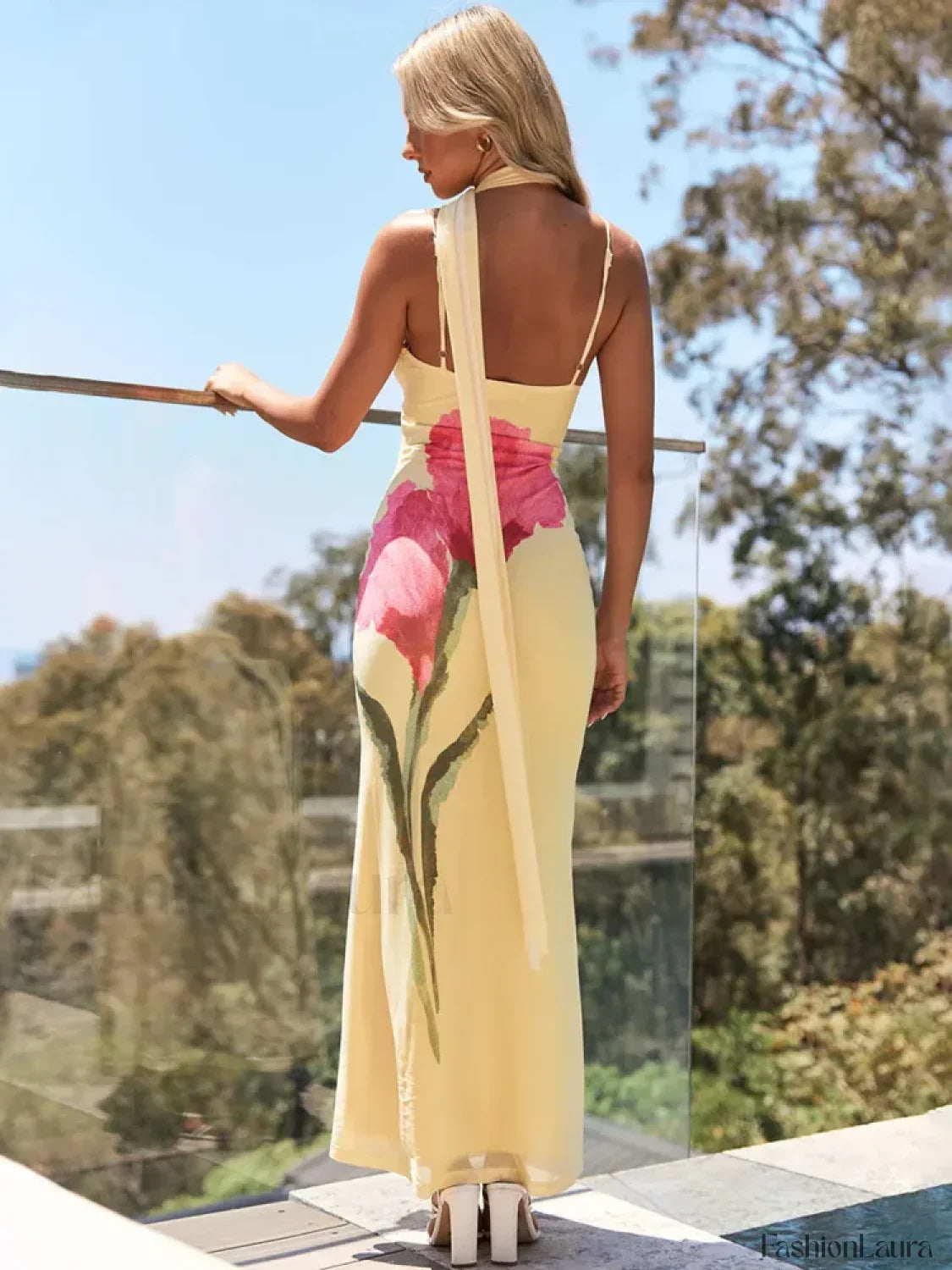 Yellow Off Shoulder Print Maxi Dress