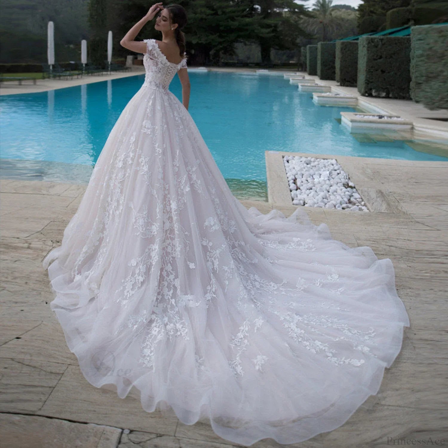 Off-Shoulder Royal Elegance Wedding Dress