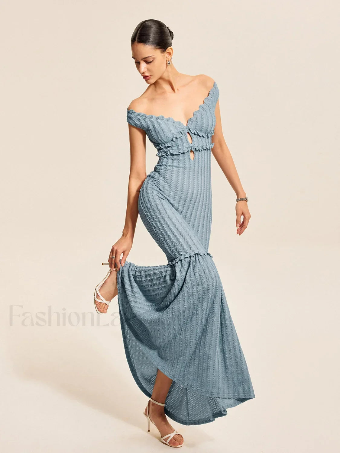 Off Shoulder Ruffle Detail Dress
