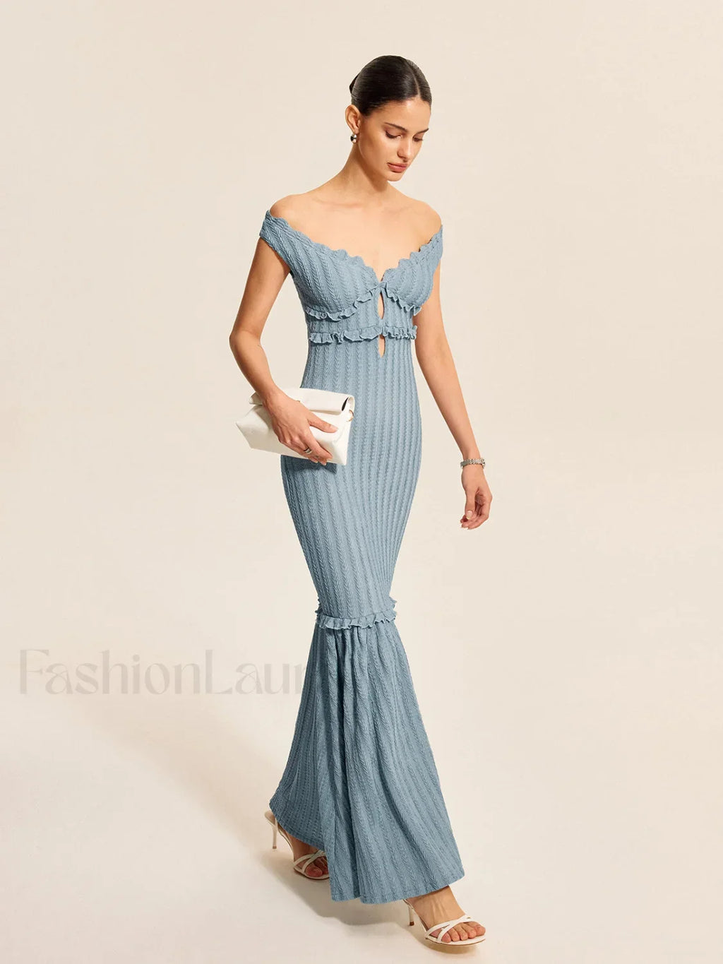 Off Shoulder Ruffle Detail Dress