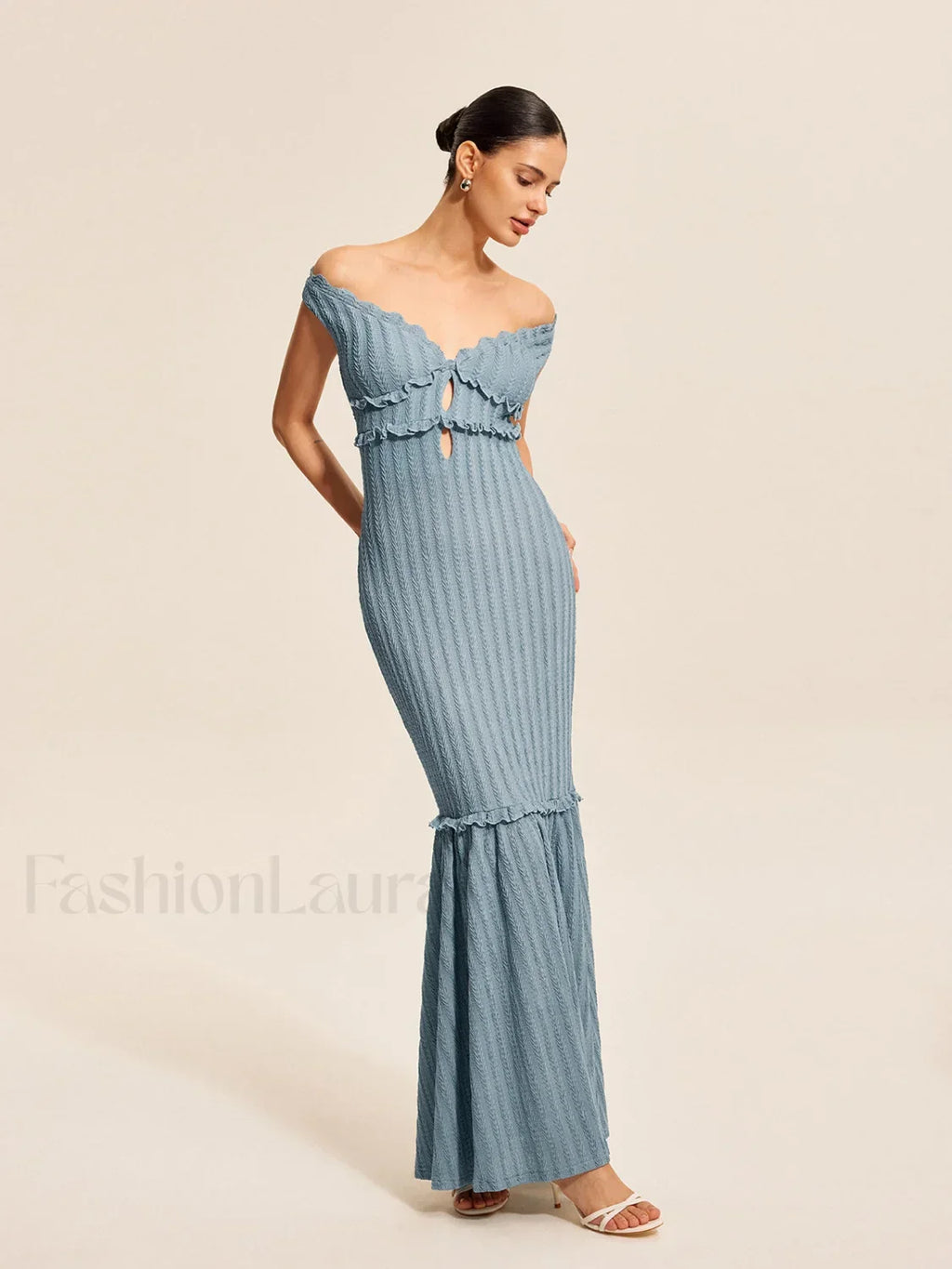 Off Shoulder Ruffle Detail Dress