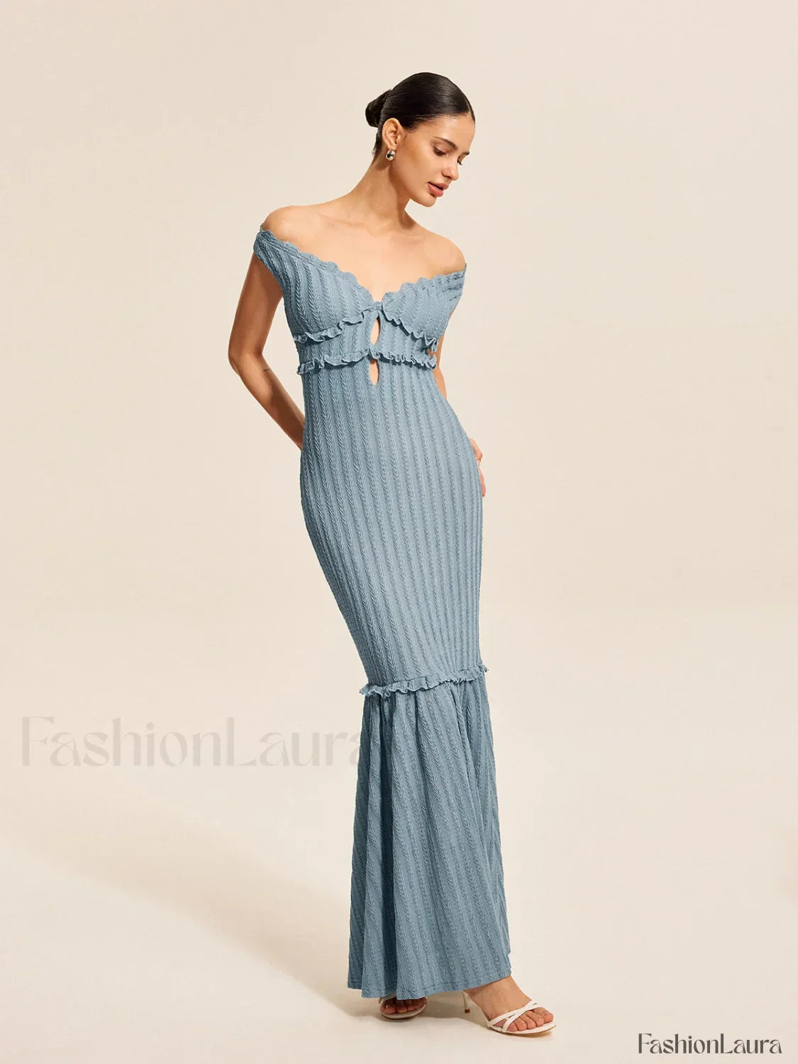 Off Shoulder Ruffle Detail Dress