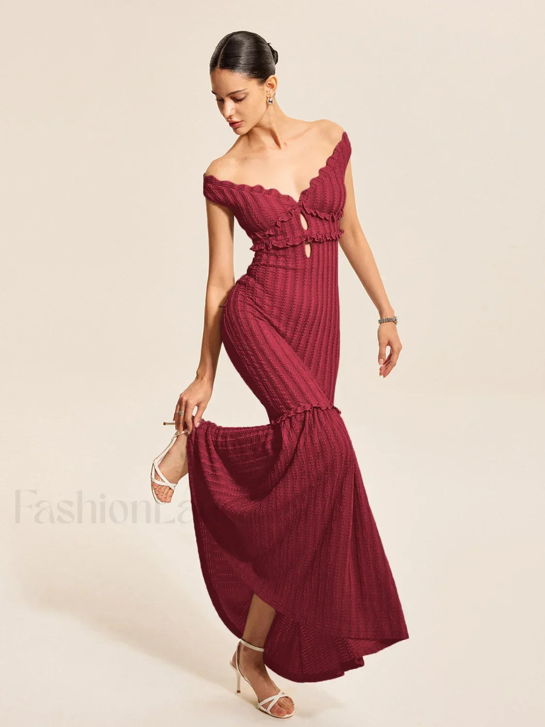Off Shoulder Ruffle Detail Dress