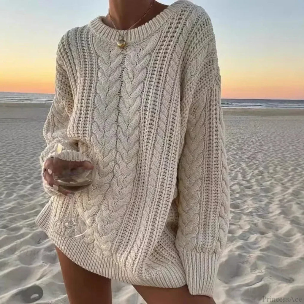 Off-Shoulder Solid Long Sleeve Knitted Sweater