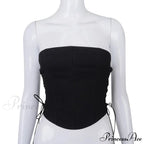 Off Shoulder Strapless Lace Up Bustier Corset Crop Top