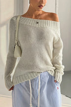 One Shoulder Knit Pullover Sweater