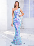 One-Shoulder Sequined Party Dress