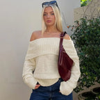 One Shoulder Slim Long Sleeve Pullover Sweater