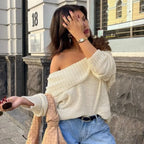 One Shoulder Slim Long Sleeve Pullover Sweater