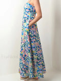 Open Back Floral Zipper Maxi Dress