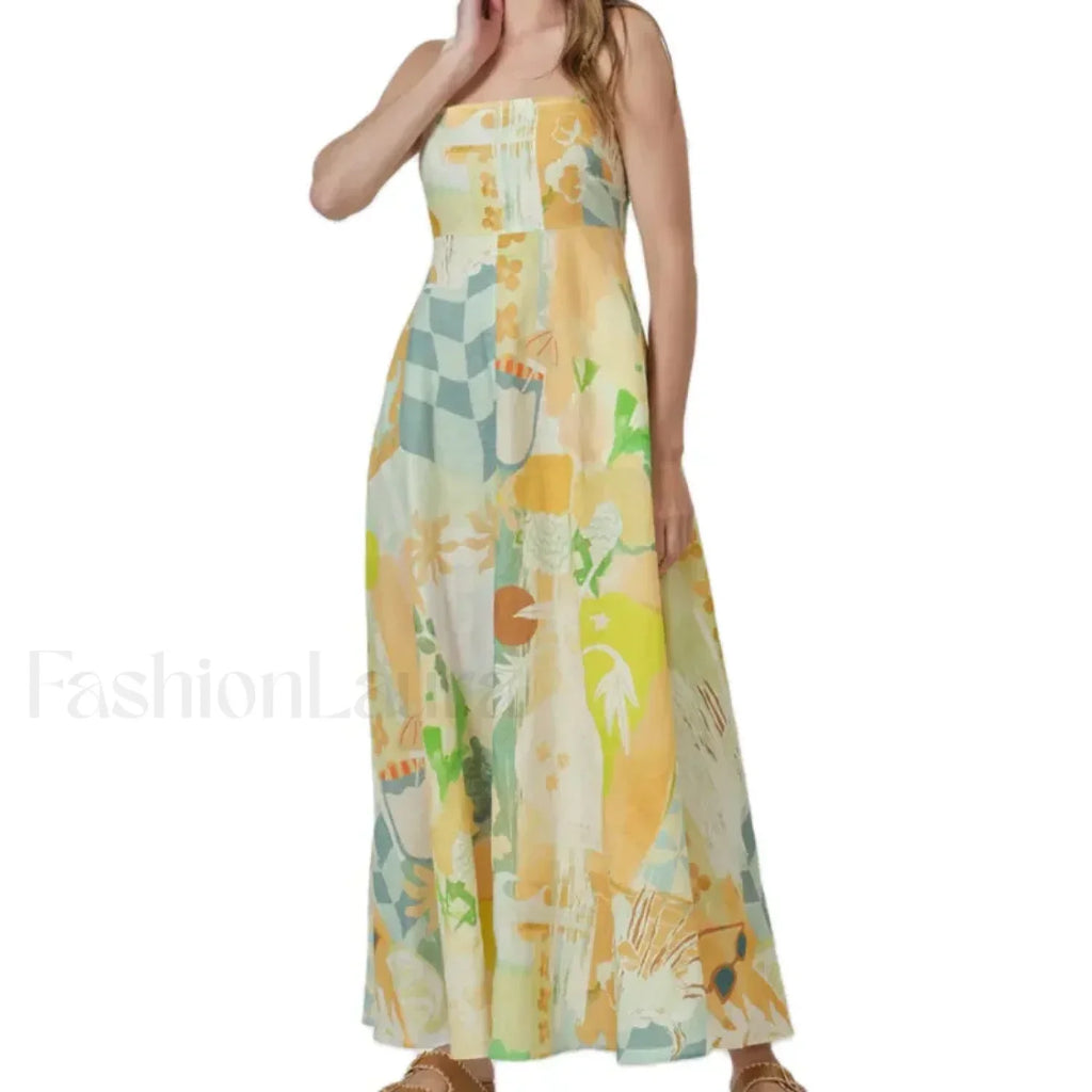 Open Back Floral Zipper Maxi Dress