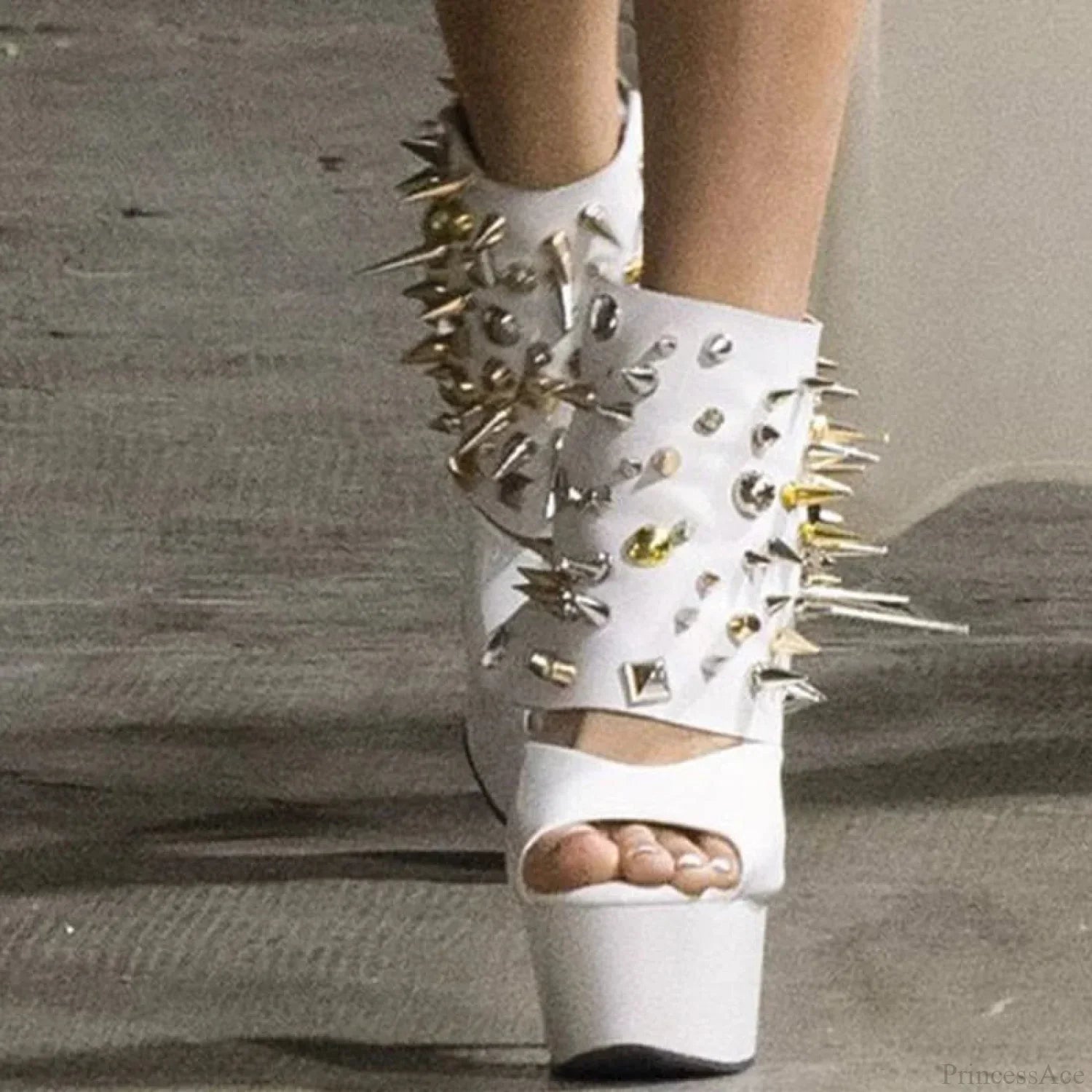 Open Front Elevated Boot with Stud Design