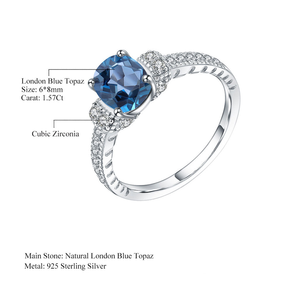 Cubic Zirconia and London Blue Topaz Halo Ring