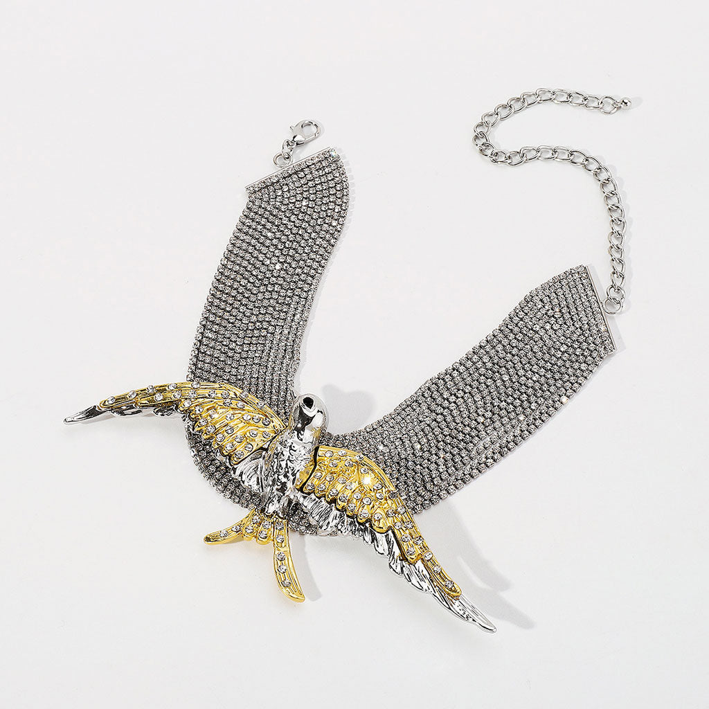 Opulent Crystal Bird Layered Tennis Choker Necklace