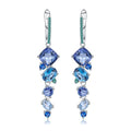 Mixed Shape Swiss Blue Topaz Mystic Quartz Drop Earrings