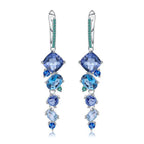 Mixed Shape Swiss Blue Topaz Mystic Quartz Drop Earrings
