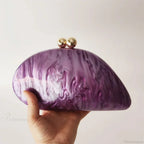Oval Purple Shell Acrylic Clutch Bag Crossbody