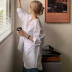 Oversized Bandage Long Sleeve Streetwear White Blouse
