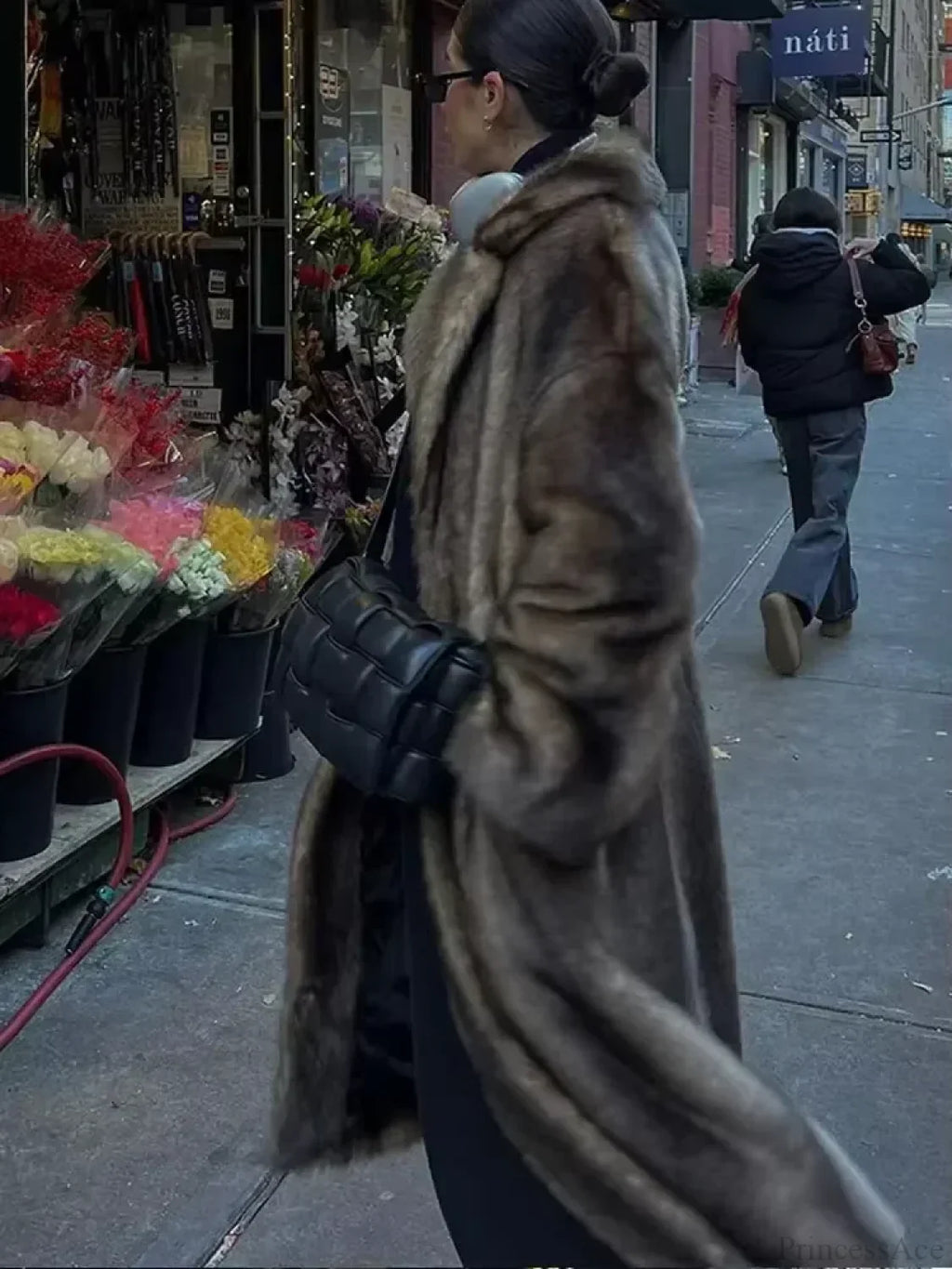 Oversized Black Woolen Double-Button Overcoat