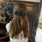 Oversized Bow Knot Fabric Rose Top Clip Hair Accessory for Christmas