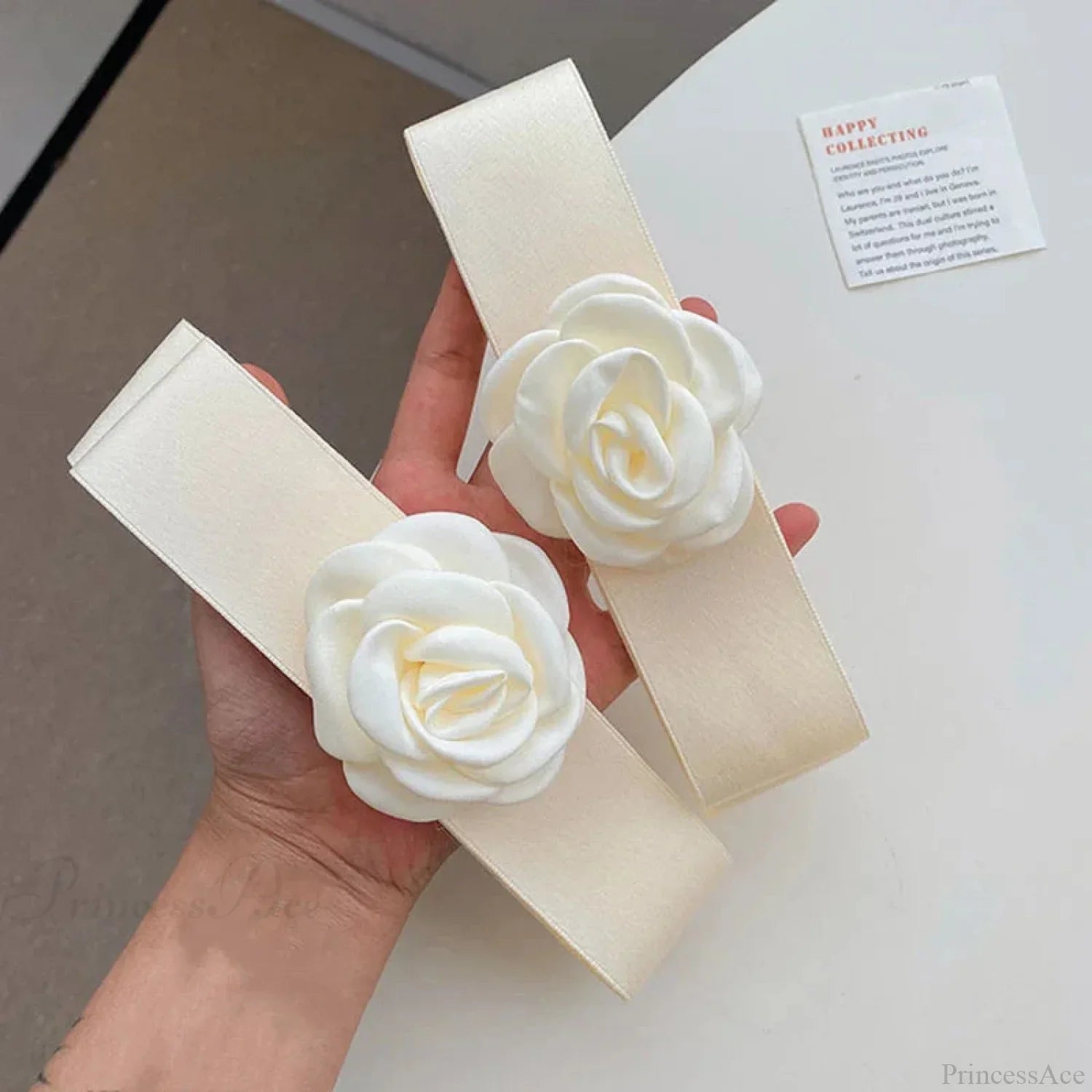 Oversized Bow Knot Fabric Rose Top Clip Hair Accessory for Christmas
