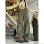Oversized Cargo Denim Jeans Women Pants